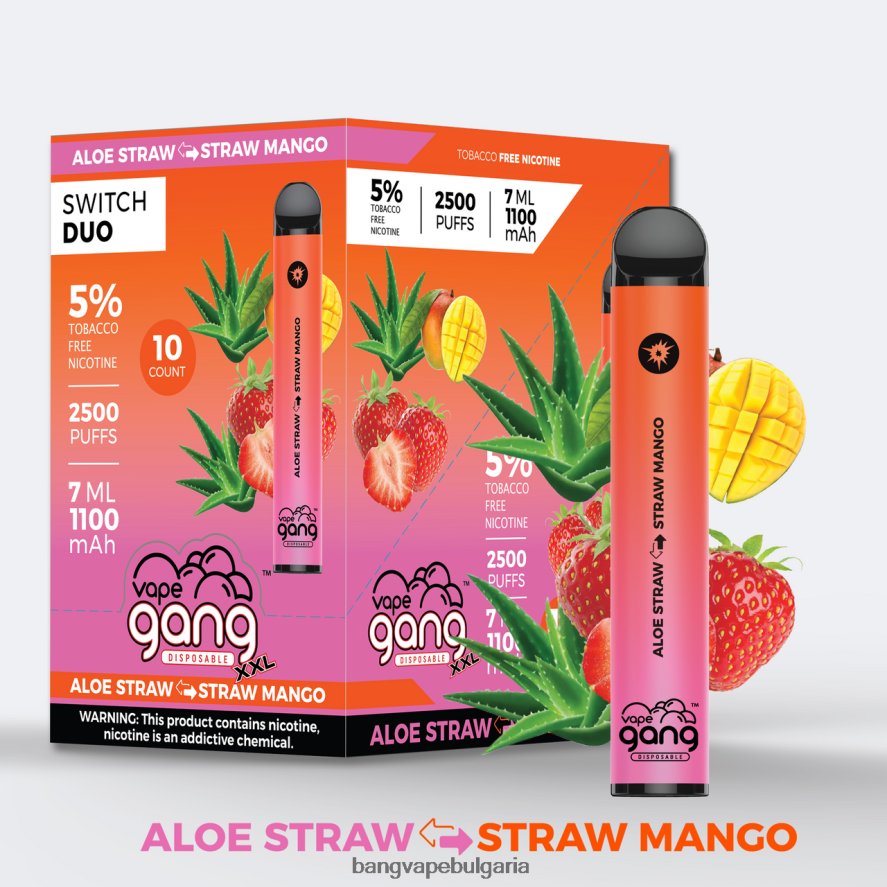 Vape Gang Switch Duo 2 вкуса (кутия с 10) алое ягода - ягода манго Bang Vape Flavors RF0JTD38
