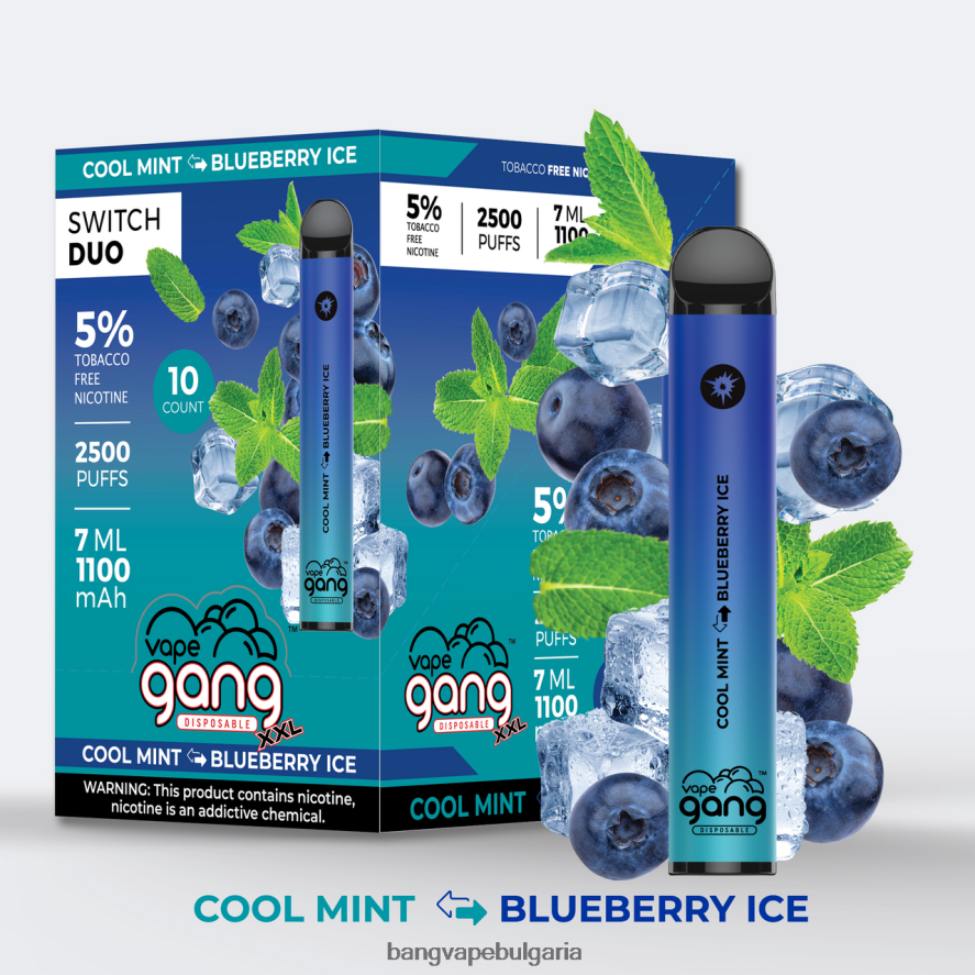Vape Gang Switch Duo 2 вкуса (кутия с 10) blue razz - червена razz страст Vape Gang Bulgaria RF0JTD41