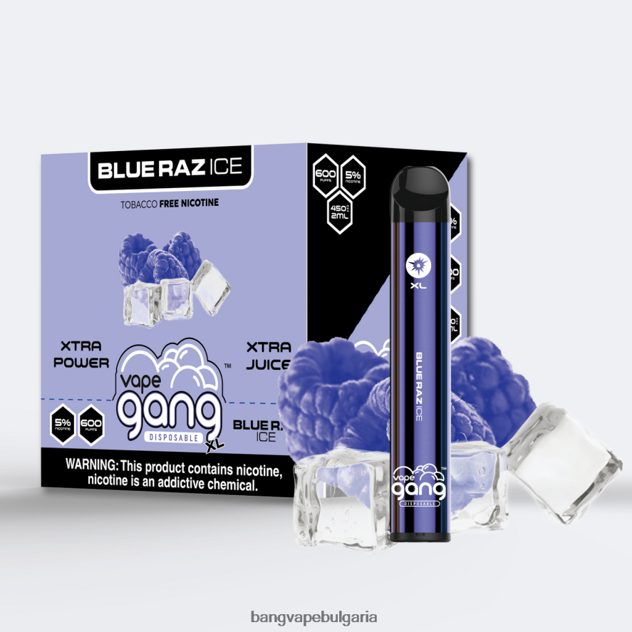 Vape Gang XL вейпове за еднократна употреба 600 впръсквания (кутия от 10) син раз лед Bang Box Vape Flavors RF0JTD61