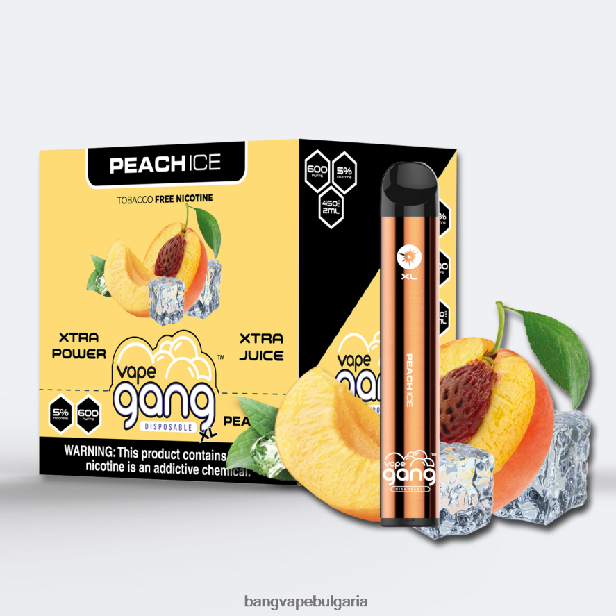 Vape Gang XL вейпове за еднократна употреба 600 впръсквания (кутия от 10) прасковен лед Bang Box Vape Price RF0JTD77