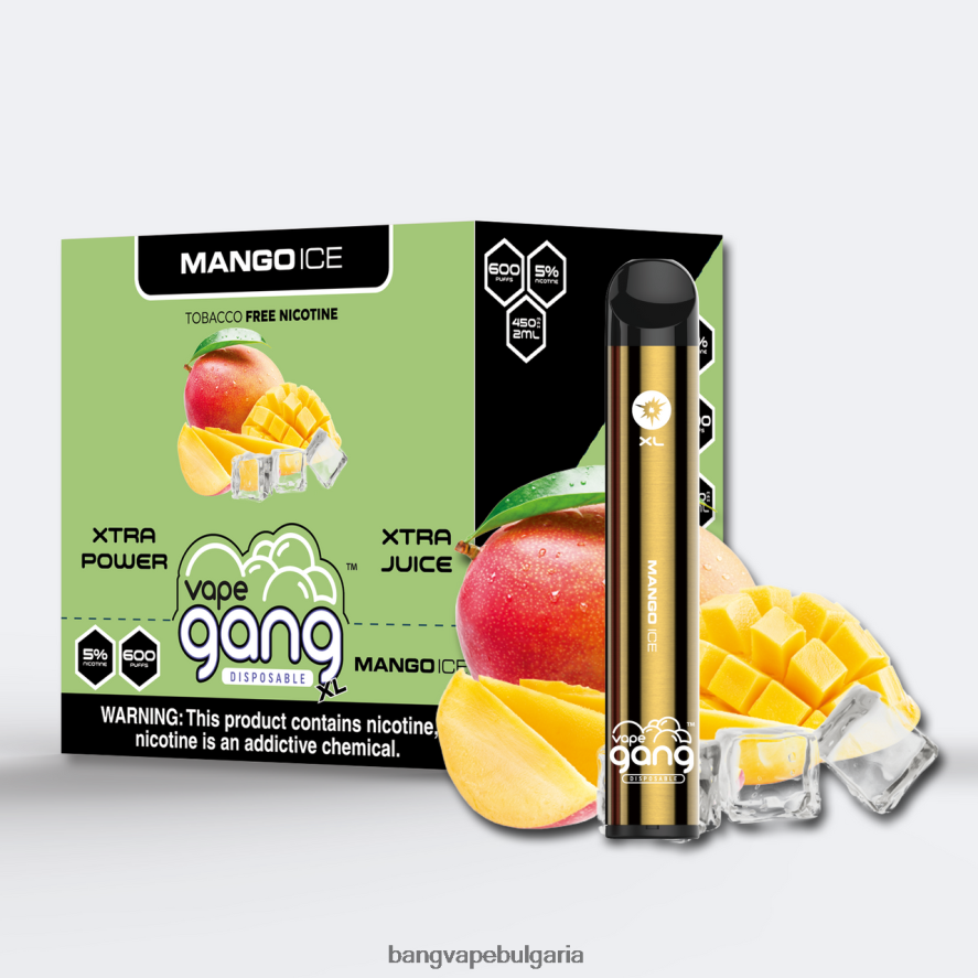 Vape Gang XL вейпове за еднократна употреба 600 впръсквания (кутия от 10) лед от манго Bang Disposable Vape Flavors RF0JTD68
