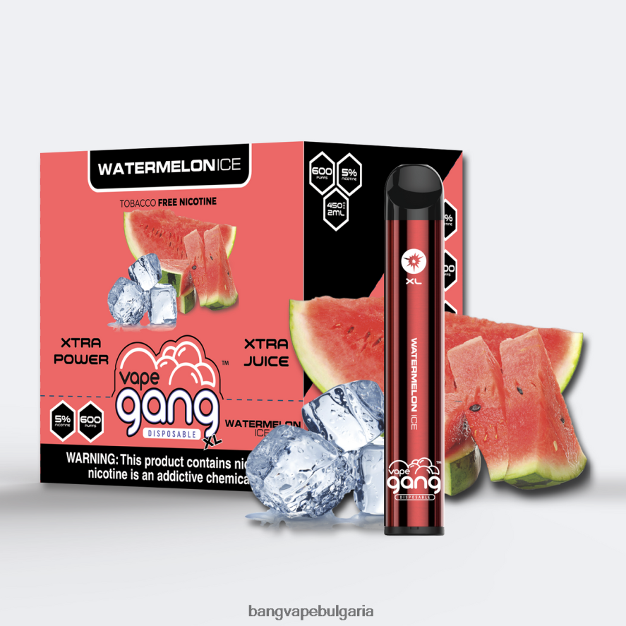 Vape Gang XL вейпове за еднократна употреба 600 впръсквания (кутия от 10) лед от диня Bang Disposable Vape Review RF0JTD76