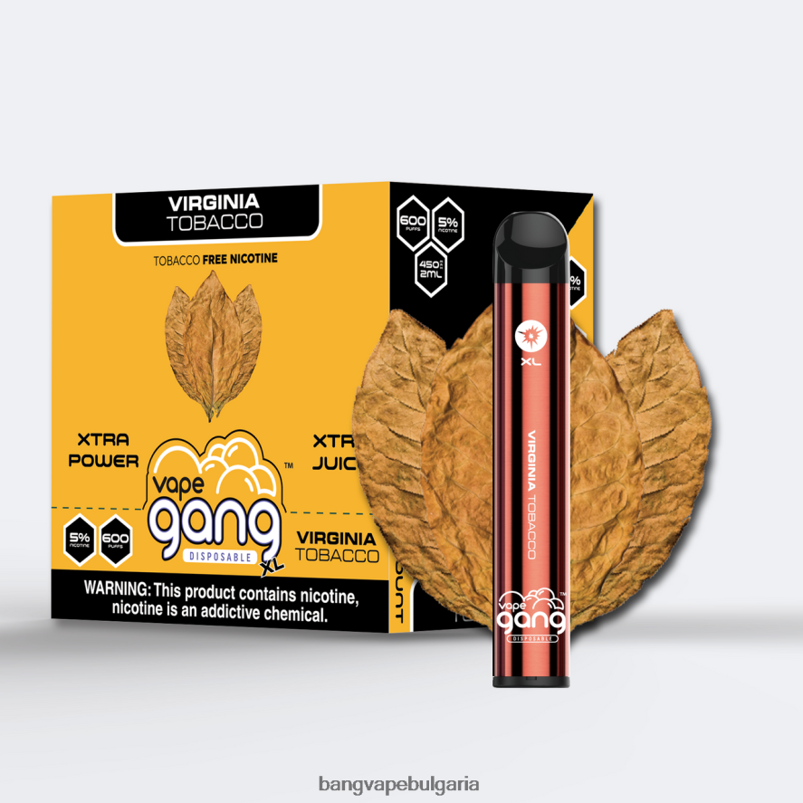 Vape Gang XL вейпове за еднократна употреба 600 впръсквания (кутия от 10) тютюн Вирджиния Bang Vape Flavors RF0JTD70