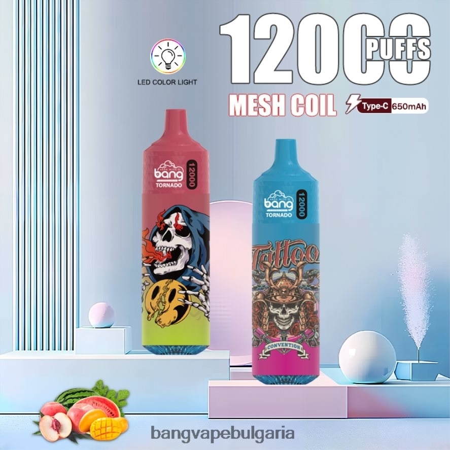 Bang Vape Tornado 12000 впръсквания със светодиодна и мрежеста бобина разполагаем Bang Disposable Vape Review RF0JTD4
