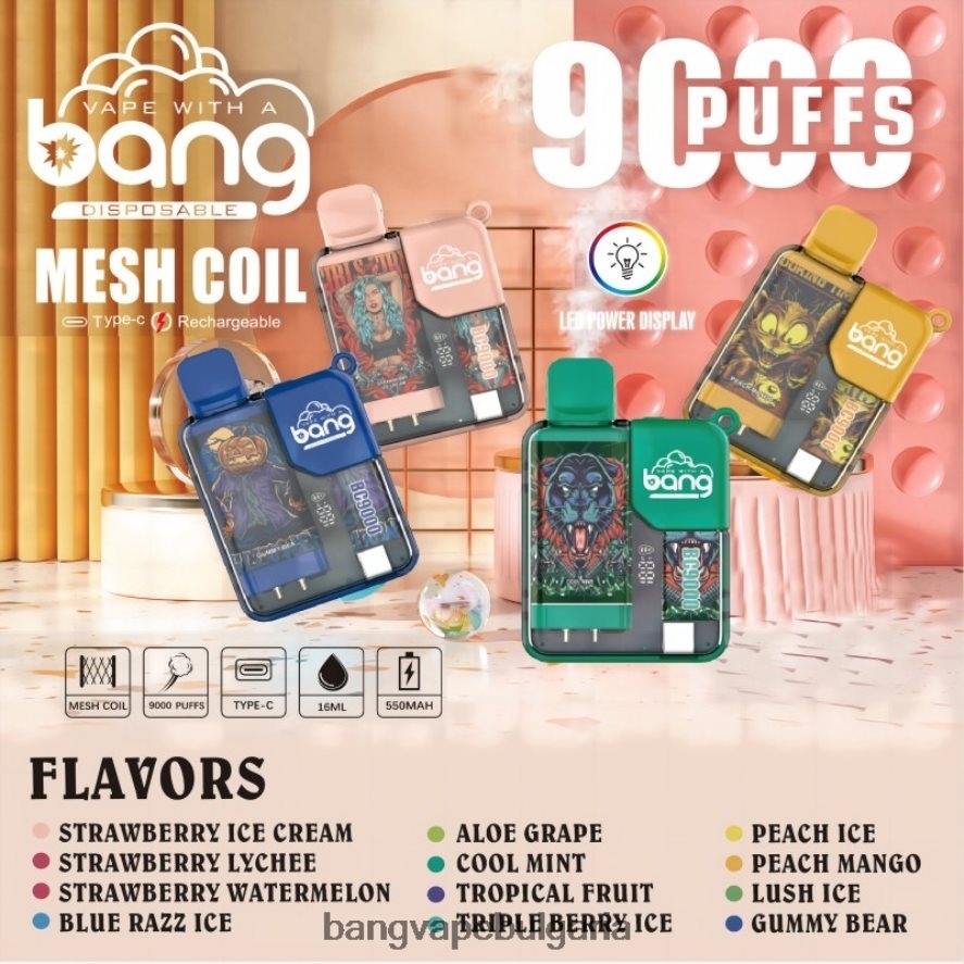 Bang Vape Box BC9000 предварително напълнени 16 мл разполагаем Bang Disposable Vape Flavors RF0JTD6