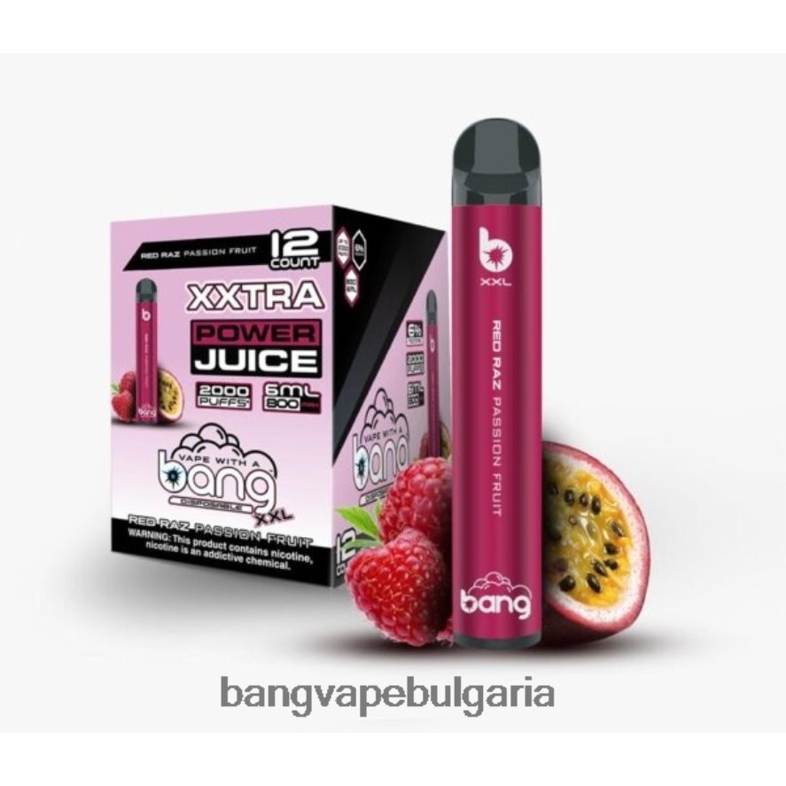Bang Vape XXL 2000 впръсквания червен раз маракуя Bang Vape Bulgaria RF0JTD22