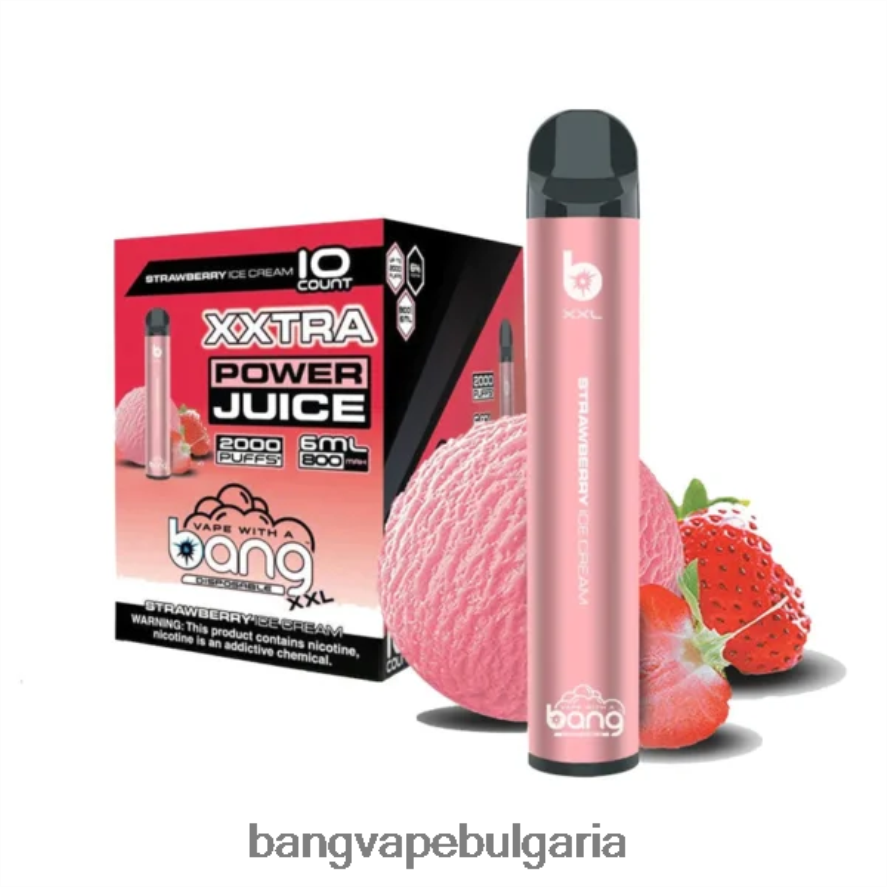Bang Vape XXL 2000 впръсквания ягодов сладолед Bang Vape Sofiya RF0JTD23